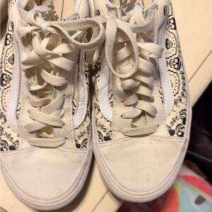 Vans Cream and Black Paisley Sneakers